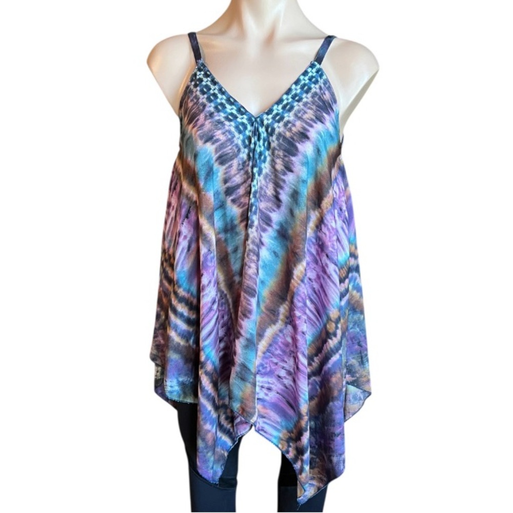 Unique Spectrum Asymmetrical Blue and Purple Tank Top S